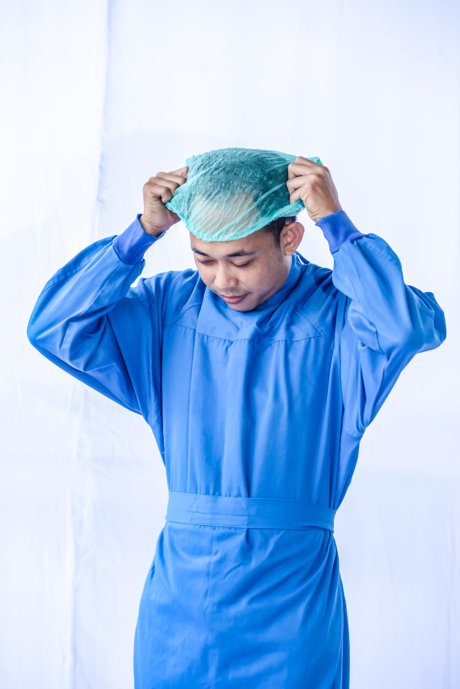 Photo 1 of 3 - Premium Medical OT Gown - Level 2 Protection, Fluid Resistant, Disposable Blue Surgical Gown, Comfortable & Breathable, Ideal for Hospitals, Clinics, and Healthcare Professionals  | GIYA