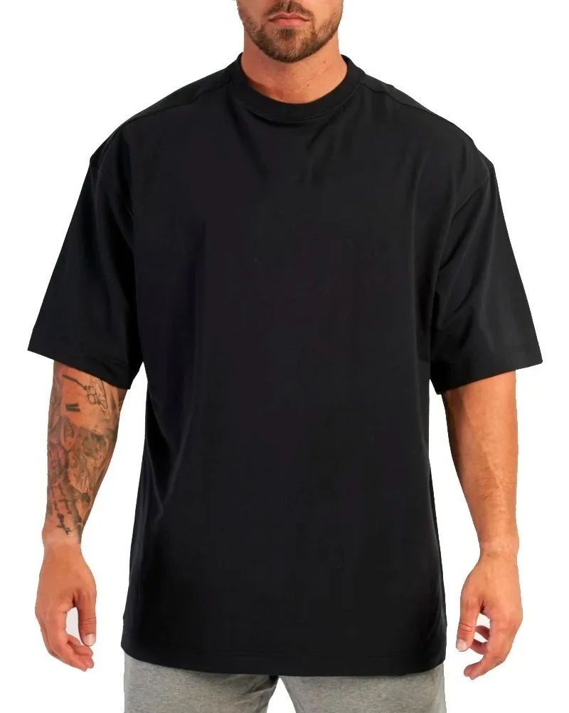 Photo 1 of 1 - Premium Black Oversized T-Shirt for Men - Heavyweight Cotton Crew Neck Tee - Perfect for Gym, Casual Wear, and Streetwear Fashion - Comfortable and Durable | GIYA